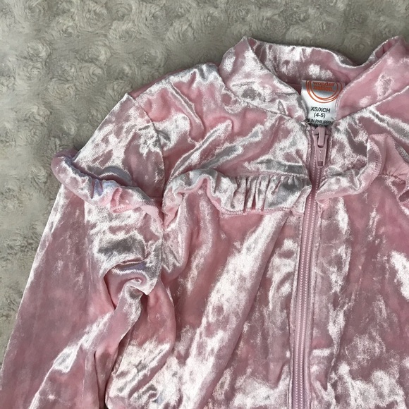 Wonder Nation Velvet Cropped Pink Jacket Ruffles - Picture 3 of 5